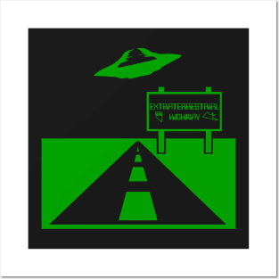 UFO over the Road Posters and Art